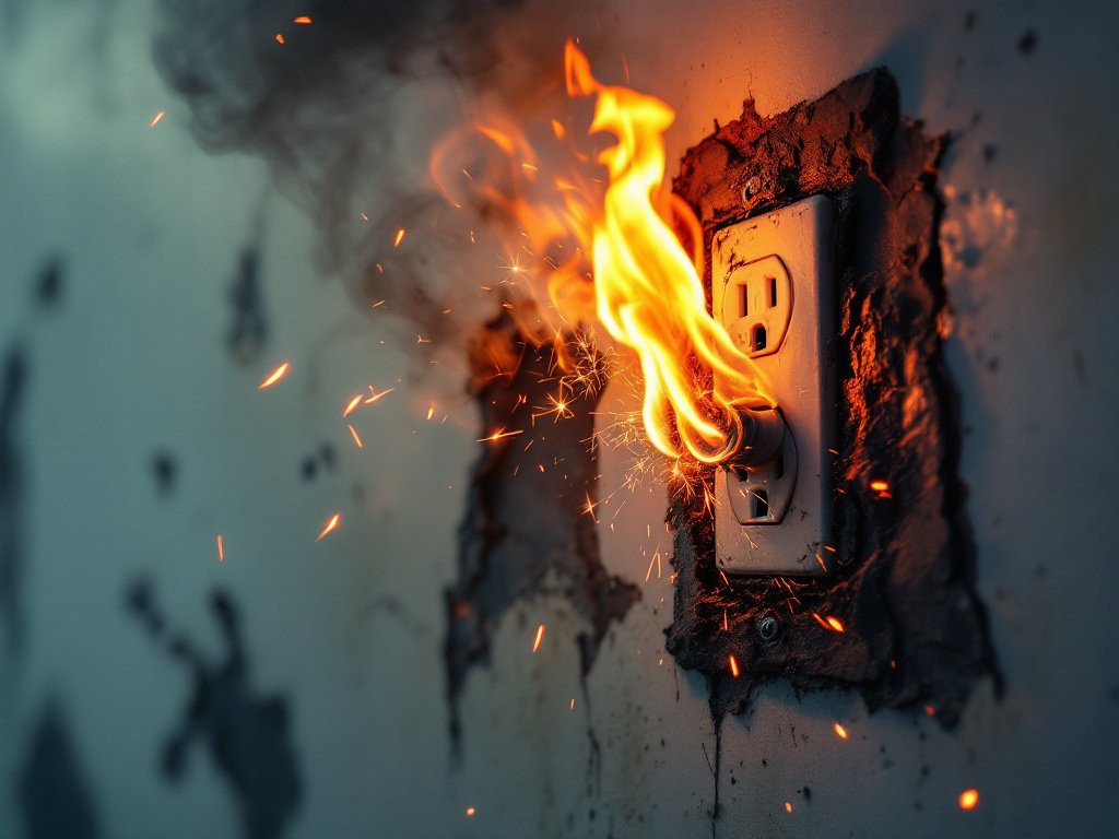 Prise qui prend feu : Agir vite pour éviter le pire.